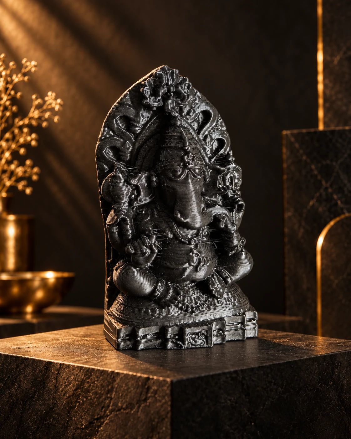 Ganesha in a dark editorial setting