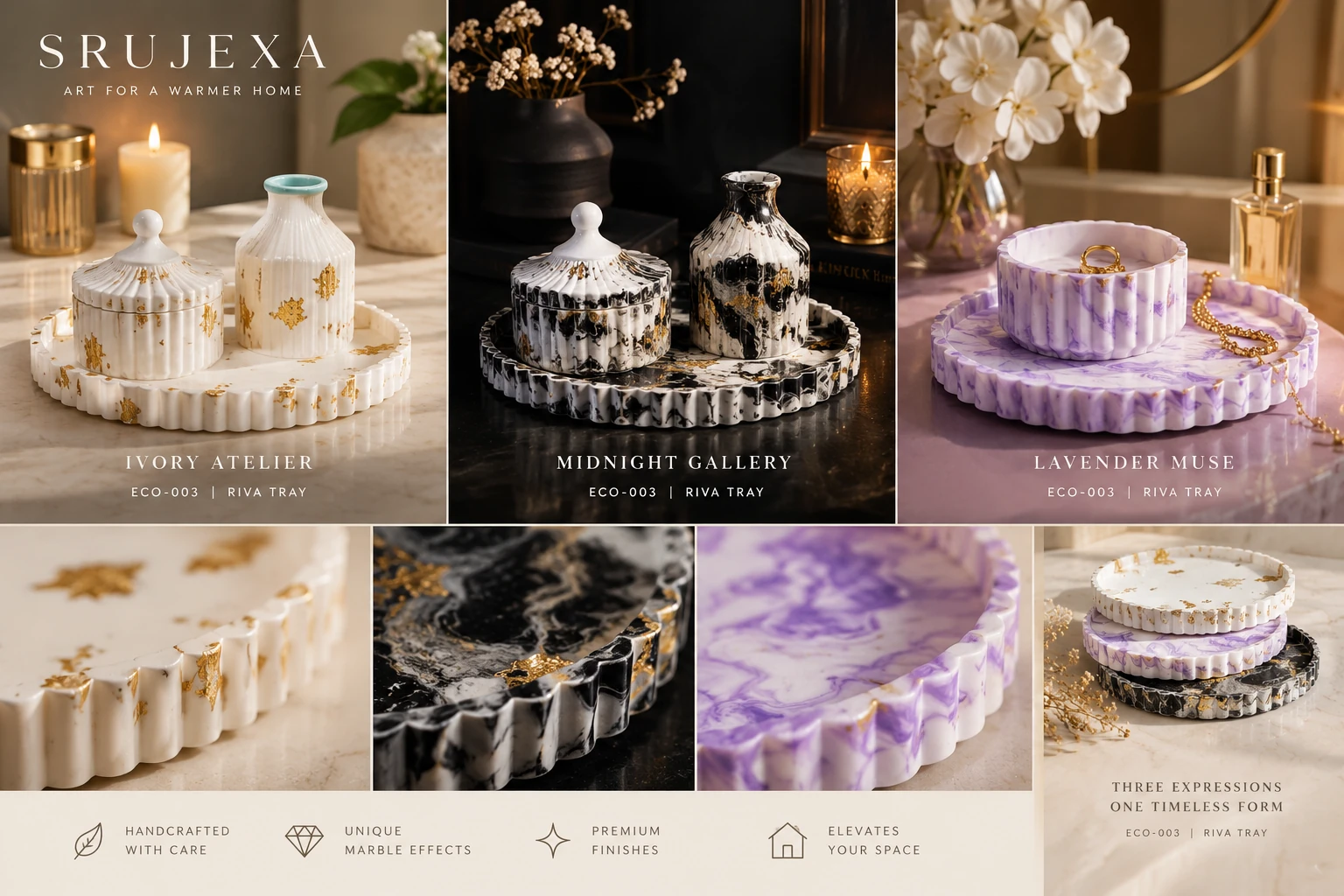 Black and gold Riva Tray detail from the Three Expressions editorial